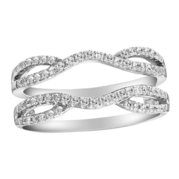 14k White Gold Finish Split Shank Solitaire Enhancer Guard Wrap 1ct Diamond Ring 14k White Gold Finish Split Shank Solitaire Enhancer Guard Wrap 1ct Diamond Ring